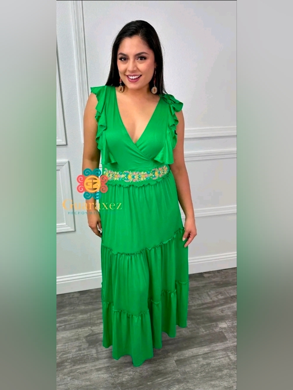 Black Embroidered Mexican Dress